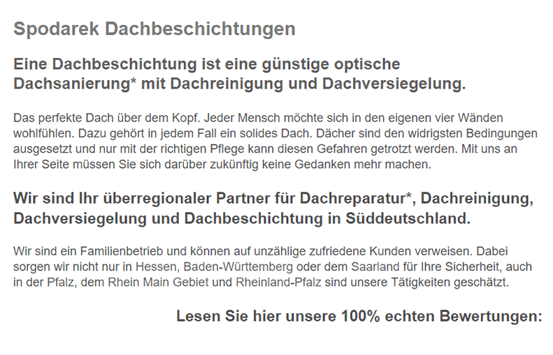 Dachbeschichtungen für  Bielefeld, Oerlinghausen, Halle (Westfalen), Enger (Widukindstadt), Steinhagen, Werther (Westfalen), Leopoldshöhe und Spenge, Herford (Hansestadt), Schloß Holte-Stukenbrock